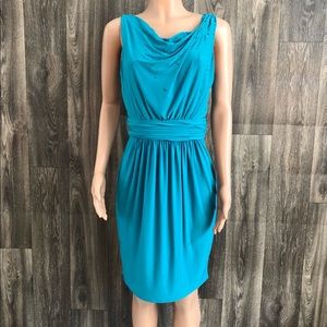 Max and Cleo blue ruched pleated dress